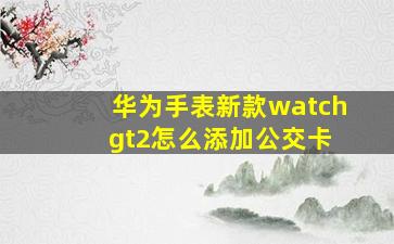 华为手表新款watch gt2怎么添加公交卡